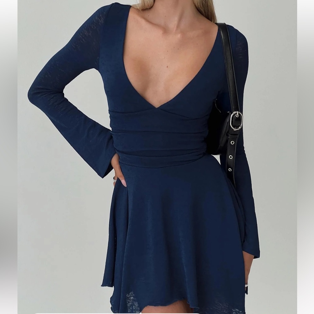 Princess Polly Nautia Long Sleeve Romper in Navy